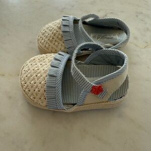 Mayoral Crochet Strap Sandals - Cream and Blue